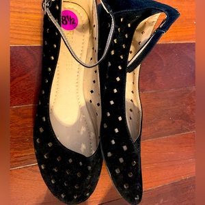 Restricted black suede flats size 8 1/2